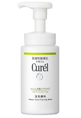 Rules for treating adult acne fast Curél Sebum Care Foaming Wash.png
